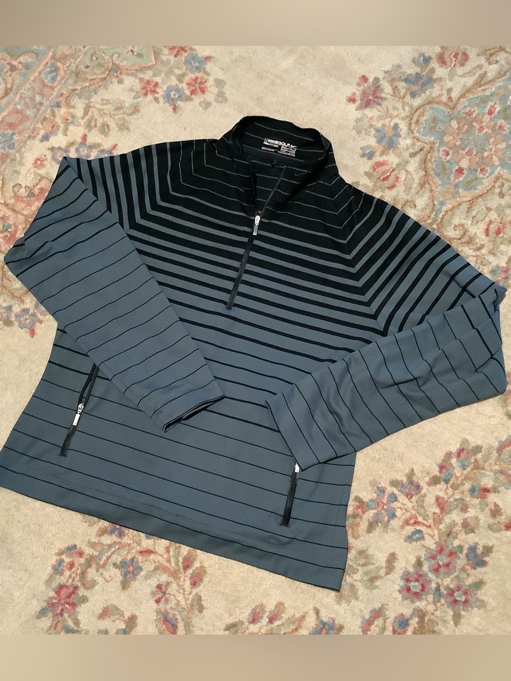 Nike Golf DRI-FIT Activewear Full Zip Jacket Black/Gray Striped - Women’s Med